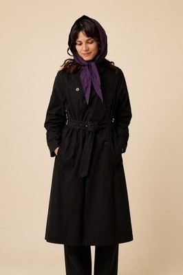 Black Trench Coat Belted Long Jacket Modest Style Winter Fall Women Overcoat