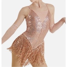 Weissman Dance Costume Little Swing Jazz Flapper Rose Gold NEW Size Adult Medium