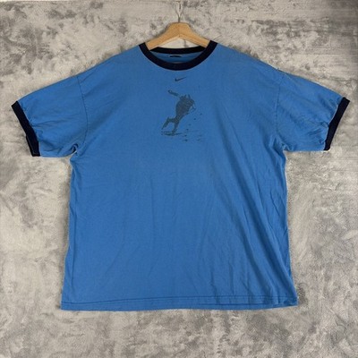 Vintage Nike 2006 Torino Olympics Speed Skater Center Check Ringer Tee Size XL
