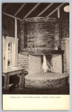 Vintage Fireplace Paper House Pigeon Cove Massachusetts Postcard