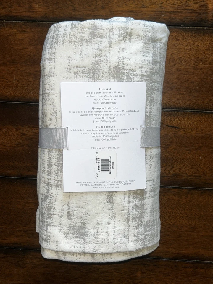 Pottery Barn Kids Bebé Cuna Falda Sauce 16” Gota 28” x 52” $99 Venta al por menor | Nueva con Etiquetas Foto 2 de 3