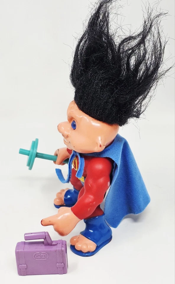 Figura de pelo negro Battle Troll ST Super Troll Hasbro 1992 con accesorios de colección Foto 3 de 4