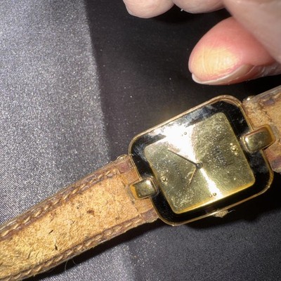 Vtg 1989 RADO Florence Tank Ultra Slim (4mm) Men s 32mm Quartz Watch Gold Brown