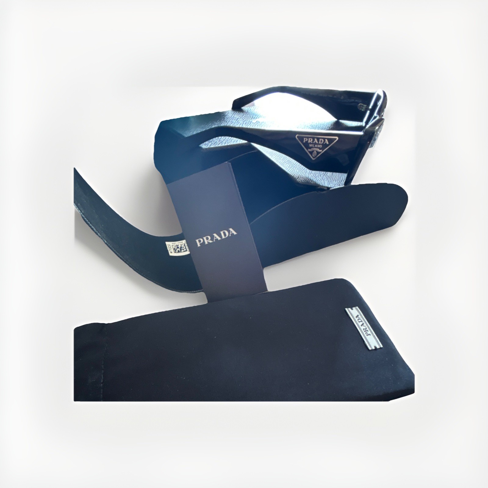 PRADA Rectangle Black Plastic Women's Sunglasses … - image 2