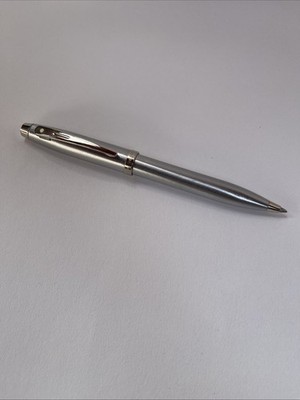 Sheaffer 100 Serie gebürstetes Chrom-Finish Kugelschreiber sehr guter Zustand blaue Tinte Vintage