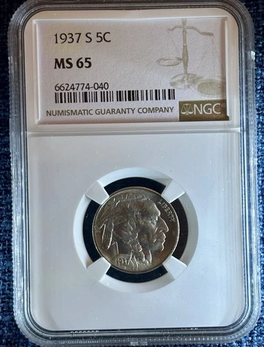 1937-S Buffalo Nickel 5C NGC MS66