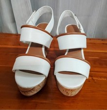 White Tommy Hilfiger Cork Wedge Heeled Ssndals Size 7.5 Women's Pre-owned