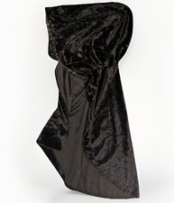 Black Hooded Velvet Cloak Cape for Kids Halloween Costume XL