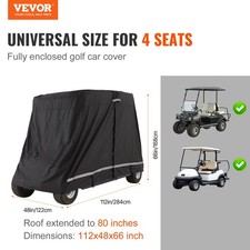 New 2 2 Passenger Golf Cart Cover, 600D Polyester Full Cover, Suitable New 2 2