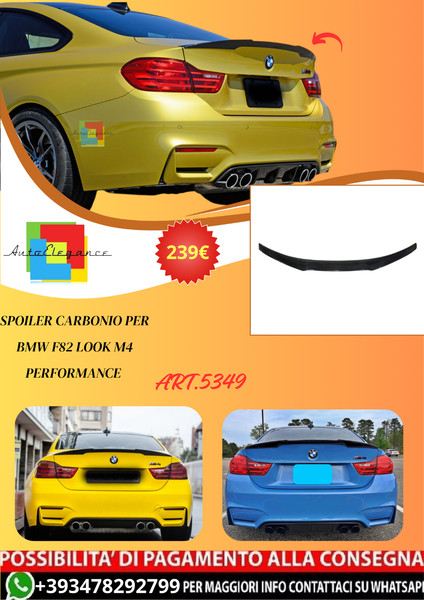 💫ART.5349 Spoiler Carbonio Per Bmw F82 Look M4 Performance 💫-image