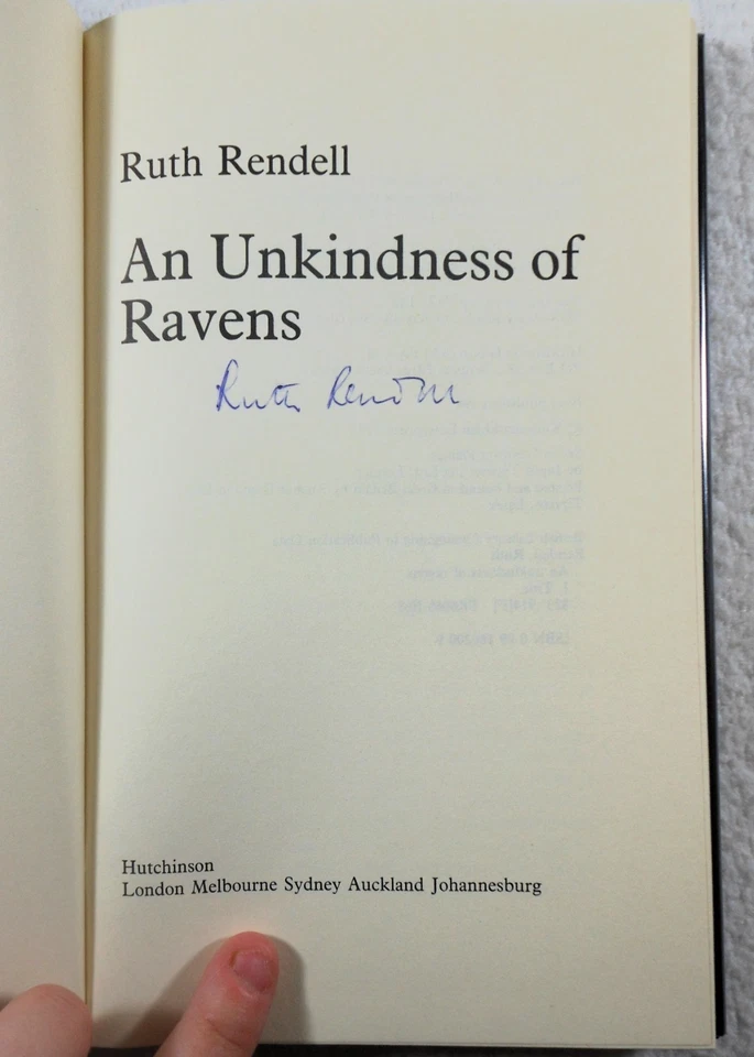 AN UNKINDNESS OF RAVENS [Wexford] - Ruth Rendell (SIGNED 1985 Hardcover 1st UK) - Image 2 of 4