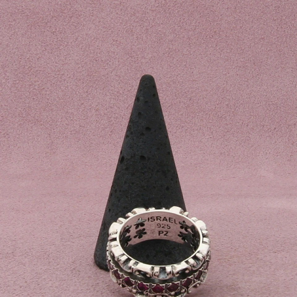 o Paz Plata Esterlina Rosa Turmalina Rollo Spinner Banda Anillo Talla 8.25 Foto 3 de 3