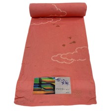 JAPANESE KIMONO FABRIC CLOTH BOLT PURE SILK PINK KOMON D7904