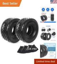 Versatile 15x6.00-6 Lawn Mower Tire Set: 2 Tires + 3 Inner Tubes Included