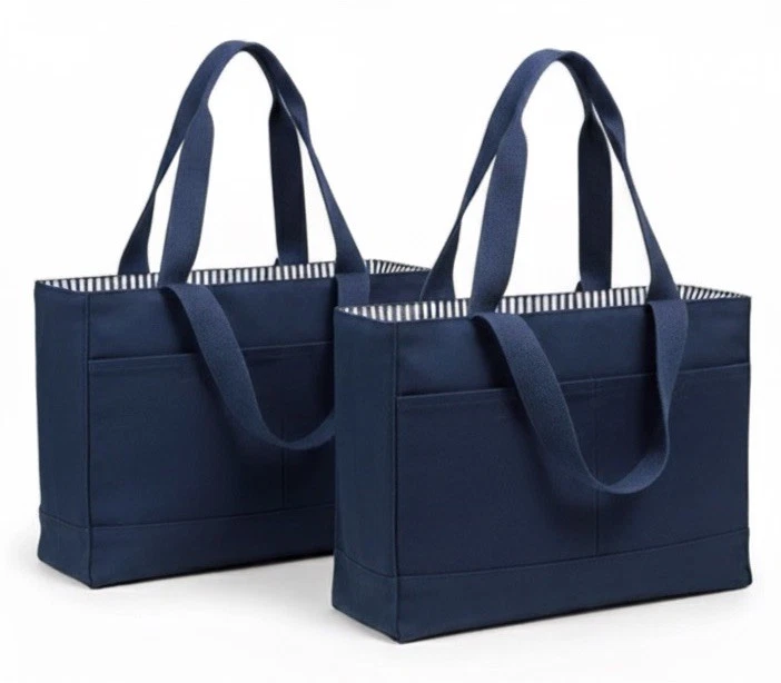 Tote Bag With Pockets Canvas Tote Bag With Zipper - Large Multipocket Crossbody Purse For Work & Travel Tote Purse