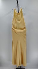 Quince Women Washable Stretch Silk High Neck Midi Dress Butter Yellow L