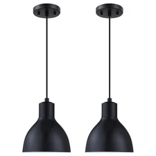 2 Pack 1 Light Industrial Hanging Indoor 7.3" Kitchen Island Pendant Ceiling ...