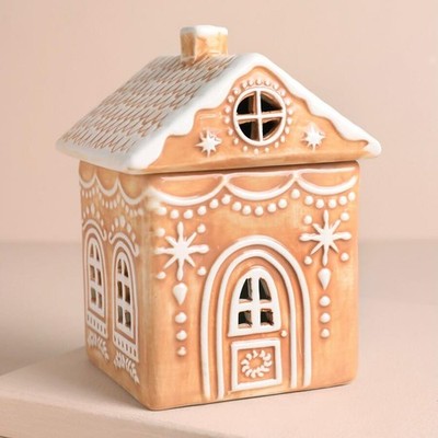 Keramik Lebkuchenhaus Wachsschmelzen ätherisches Öl Brenner, Weihnachten Teelicht