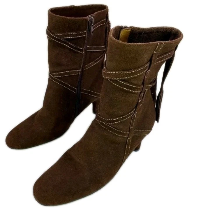 Bisou Bisou Leather Suede Boots By Michele Bohbot Women's Size 9.5 Brown - Image 2 of 4