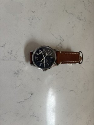 Orient Sun & Moon 42.5mm Silver Stainless Steel Case with brown strap