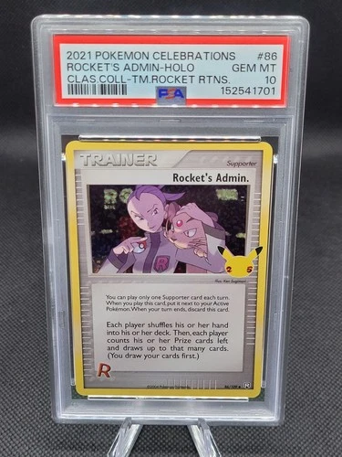 2021 POKEMON CELEBRATIONS #86 ROCKET'S ADMIN HOLO GEM MT PSA 10 CLASSIC