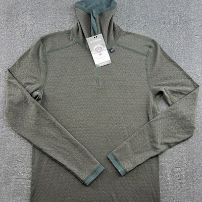Ulvang Pullover Herren Small Rollkragen Comfort 200g Grün 1/4 Zip Wolle Strick