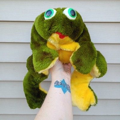 VTG 1978 Anva Frog Toad Hand Puppet Plush Large 19  Stuffed Animal Express Anya