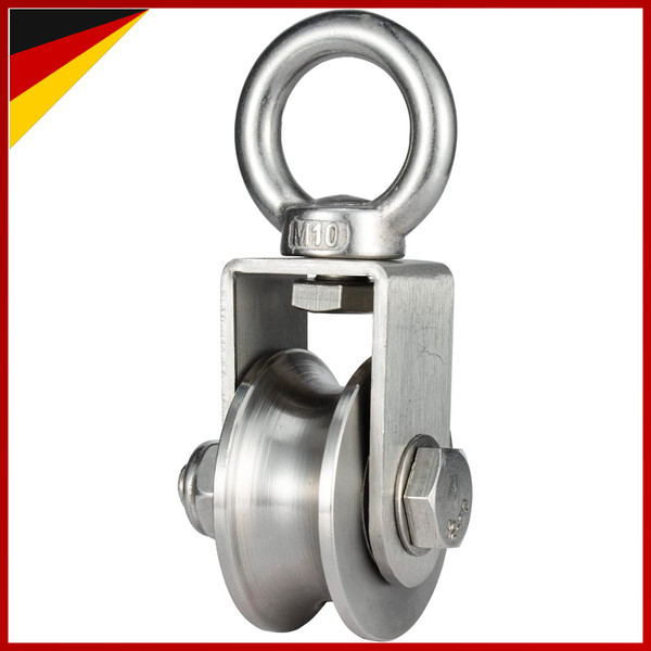 Umlenkrolle Stahlseil Mit 2 Kugellagern Fitness Edelstahl 304 500Kg Tragkraft-image