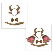 Cattle Animal Dress up Kits Include Hairband, Tail, and Bowtie for Halloween