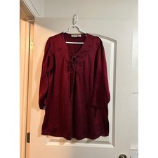 Victoria's Secret Burgundy Silk Lace Up night gown Size S
