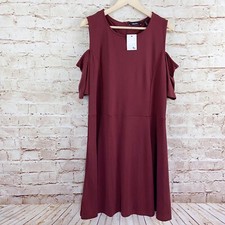 Label Be Womens Plus Size Cold Shoulder Dress Size 18 Maroon Red Stretch