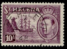 ST. HELENA GVI SG140, 10s purple, FINE USED. Cat £20.