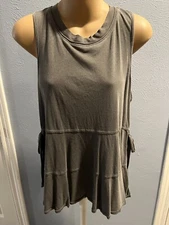 Splendid Sleeveless Top, Side Tie Accent, Gray, Size Small, nwt