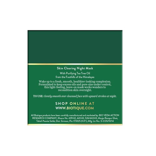 Biotique Tea Tree Skin Clearing Night Mask for Normal to Oily Skin 50Gm FS - Picture 2 of 3