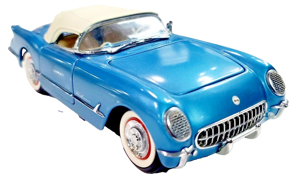 Chevrolet Corvette 1955 vintage azul escala 1/24, diecast por Franklin como nuevo. Foto 2 de 4