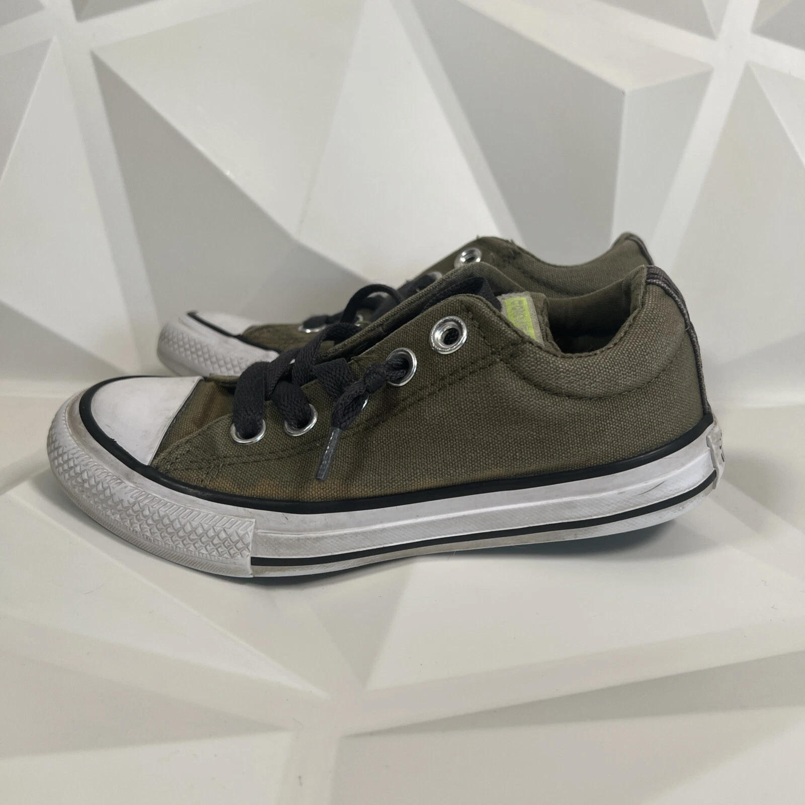 Scarpe sneakers casual bambino Converse Chuck Taylor basse tela oliva taglia 12 C 12c