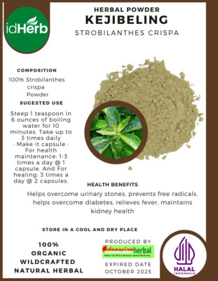 [idHerb] 50-500 gram Powder Kejibeling Strobilanthes Crispa Organic WildCrafted