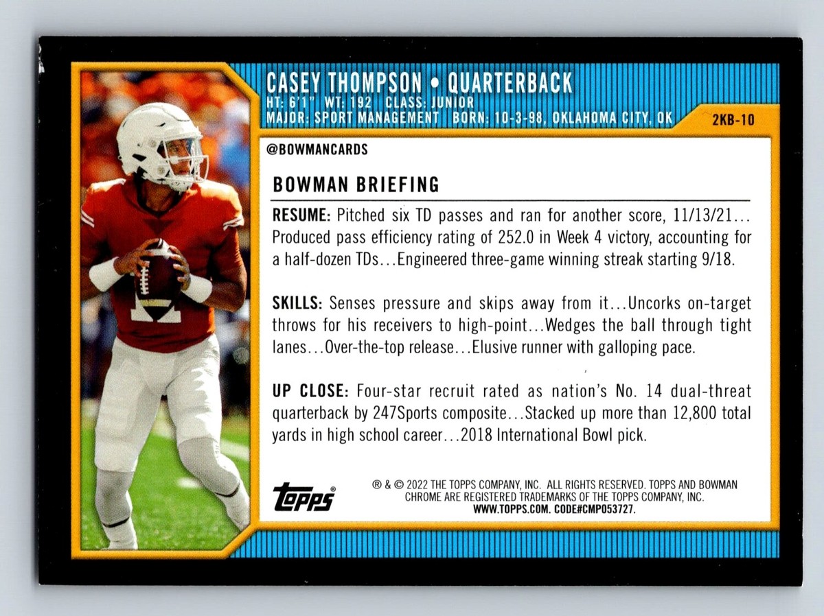 Casey Thompson 2021-22 Bowman University 2000 Bowman #2KB-10 - Main Image