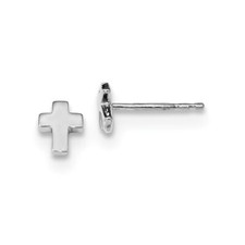 Real 14kt White Gold Polished Cross Post Earrings