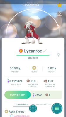 Pokémon Trade GO - Lycanroc Midday or Midnight & 2 Charge Moves for PVP ultra