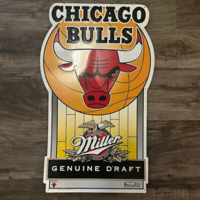 Chicago Bulls Miller Vintage Metal Tin Advertisement Beer Sign 28