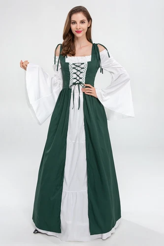 Women Medieval Gothic Maxi Dress 2 Piece Fancy Cosplay Costume Dresses Gown *- - Picture 9 of 26