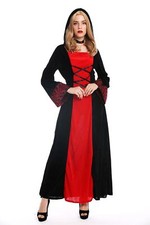 Costume Femme Carnaval Robe Médiévale Fée Princesse Noir Rouge S