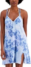 Miken Juniors Knotted Tie-Dye-Print Cover-Up Dress Blue Size Small NWT
