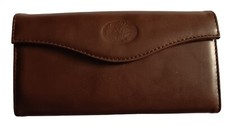 Julia Buxton Heiress Leather Checkbook Wallet, Brown/ Mahogony