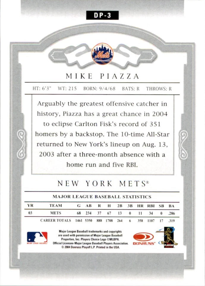 2004 National Trading Card Day #DP3 Mike Piazza - Image 2 of 2