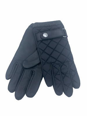 14th & Union Size S Leather Strap Quilted Winter Gloves NWT