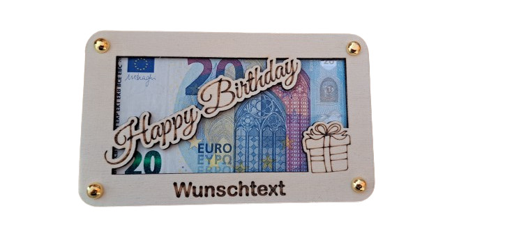 Geldgeschenk Geburtstag personalisiert Holz Gutschein Geldkarte Wunschtext