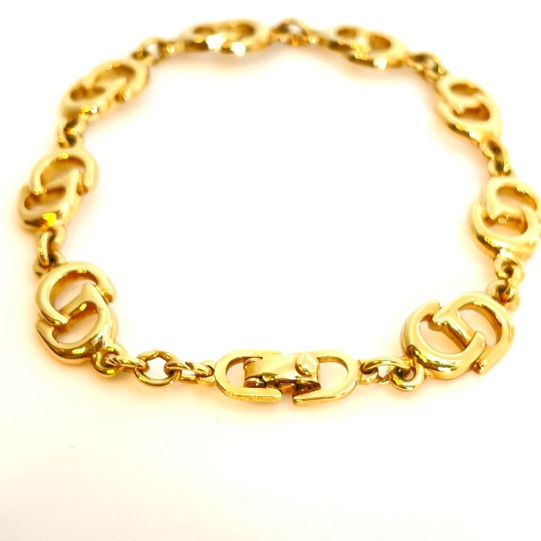 CHRISTIAN DIOR Bracelet AUTH Medal Coin Gold Vintage Rare CD Bangle F/S
