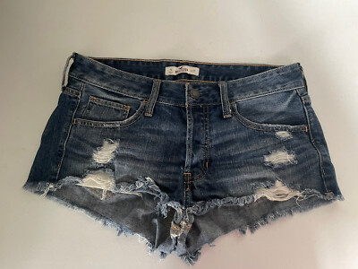 HOLLISTER mid rise cut off booty denim shorts youth size 5/27